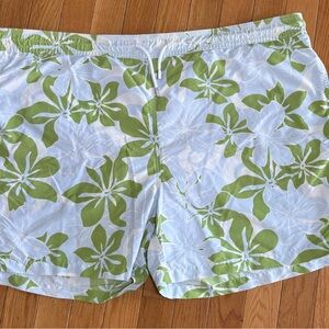 Brooks Brothers Men's Floral Swim Trunks L Green Blue Mesh Lining